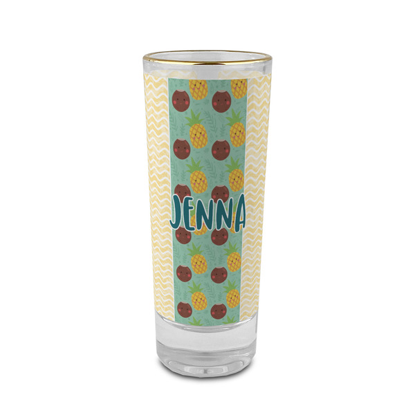 Custom Pineapples and Coconuts 2 oz Shot Glass - Glass with Gold Rim (Personalized)