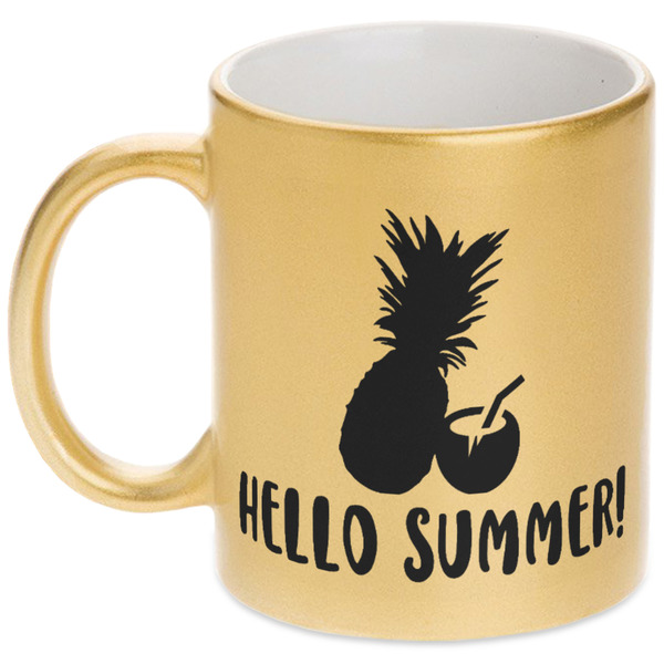 Custom Pineapples and Coconuts Metallic Gold Mug (Personalized)