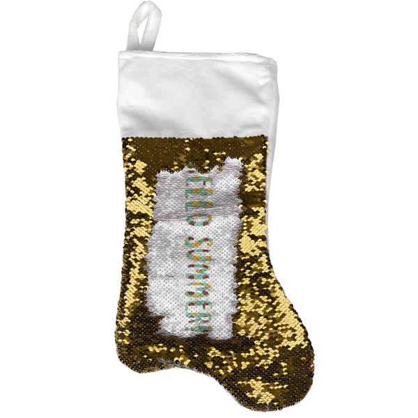 Custom Pineapples and Coconuts Reversible Sequin Stocking - Gold (Personalized)
