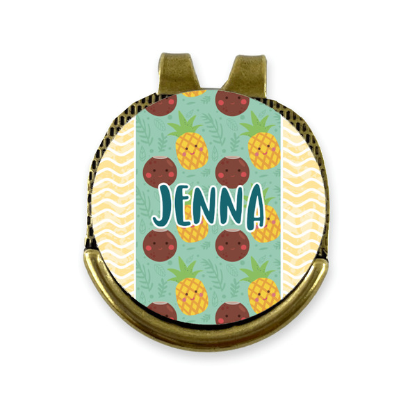 Custom Pineapples and Coconuts Golf Ball Marker - Hat Clip - Gold