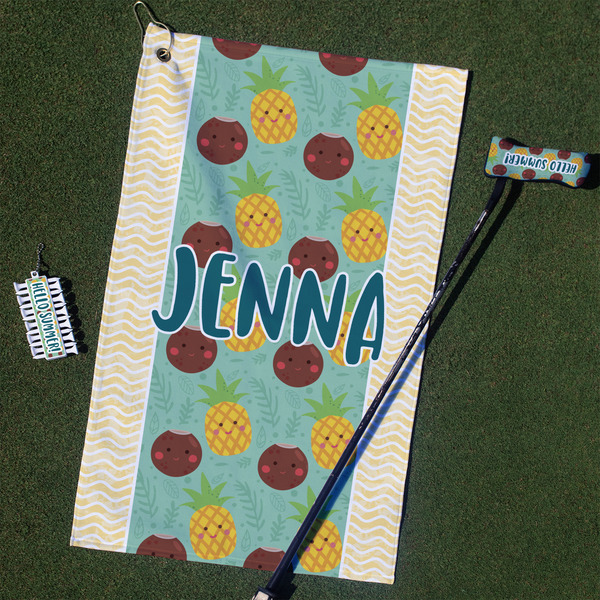 Custom Pineapples and Coconuts Golf Towel Gift Set (Personalized)