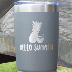 Pineapples and Coconuts 20 oz Stainless Steel Tumbler - Grey - Single Sided (Personalized)