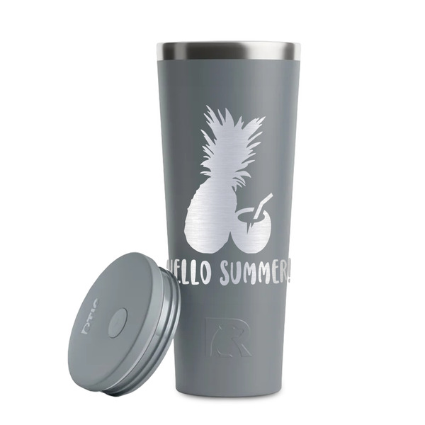Pineapples and Coconuts Grey RTIC Everyday Tumbler - 28 oz. - Lid Off
