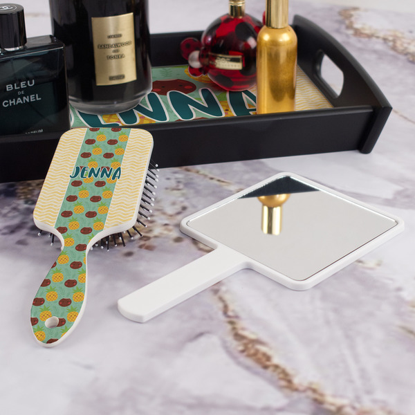 Pineapples and Coconuts Hair Brush - With Hand Mirror