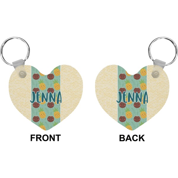 Pineapples and Coconuts Heart Keychain (Front + Back)