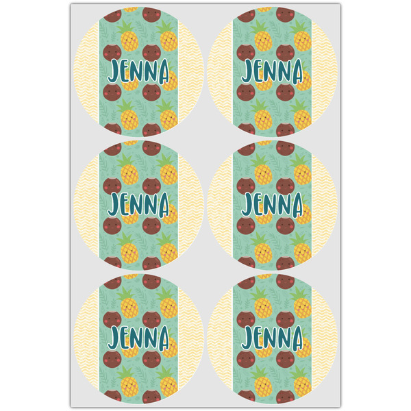 Pineapples and Coconuts Icing Circle - Large - Set of 6