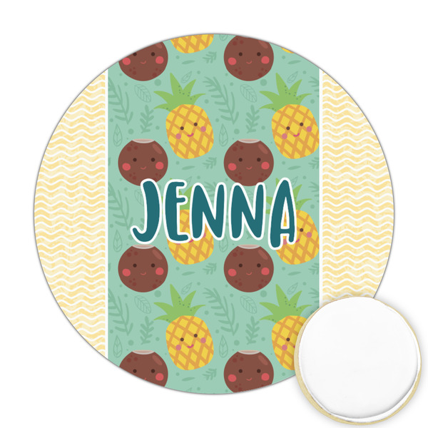 Custom Pineapples and Coconuts Printed Cookie Topper - Round (Personalized)