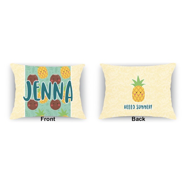 Pineapples and Coconuts Indoor Rectangular Burlap Pillow (Front and Back)