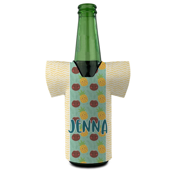 Pineapples and Coconuts Jersey Bottle Cooler - Set of 4 - FRONT (on bottle)