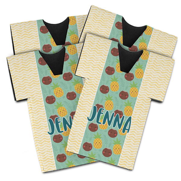 Custom Pineapples and Coconuts Jersey Bottle Cooler - Set of 4 (Personalized)