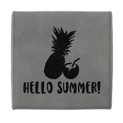 Pineapples and Coconuts Jewelry Gift Box - Engraved Leather Lid (Personalized)