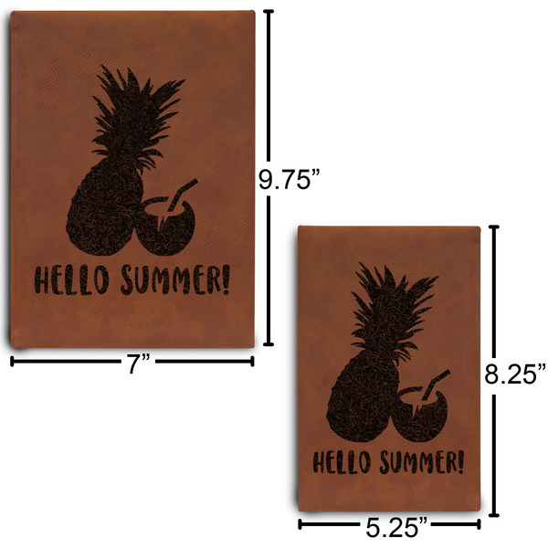Pineapples and Coconuts Journal Size Comparisons w/ Dimensions