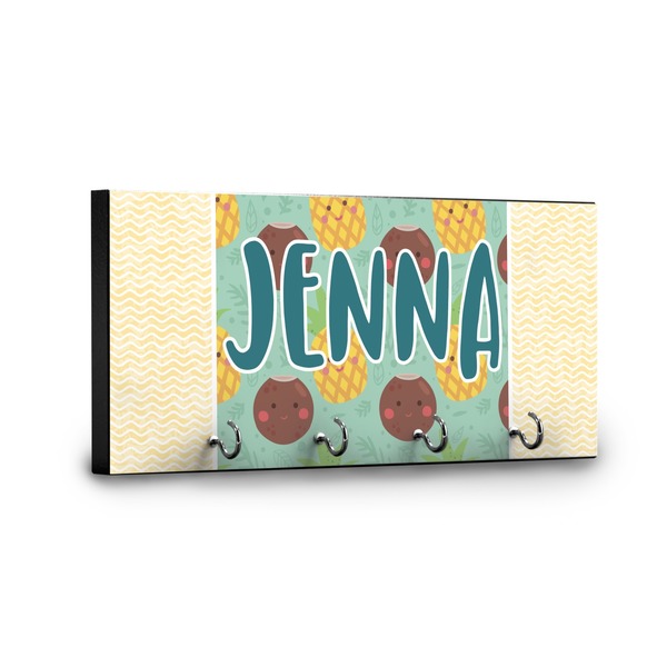 Pineapples and Coconuts Key Hanger - Front View with Hooks