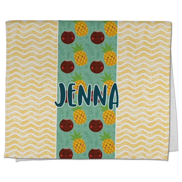Custom Pineapples and Coconuts Kitchen Towel - Poly Cotton w/ Name or Text
