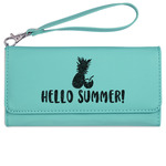 Pineapples and Coconuts Ladies Leatherette Wallet - Laser Engraved- Teal (Personalized)