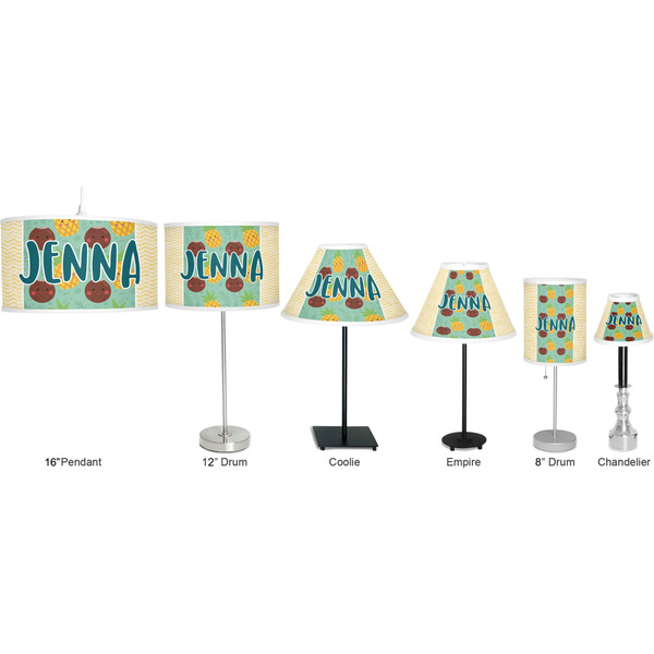 Pineapples and Coconuts Lamp Full View Size Comparison