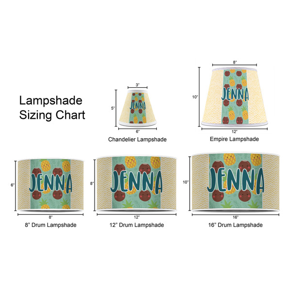 Pineapples and Coconuts Lampshade Sizing Chart