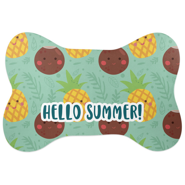Custom Pineapples and Coconuts Bone Shaped Dog Food Mat (Large) (Personalized)