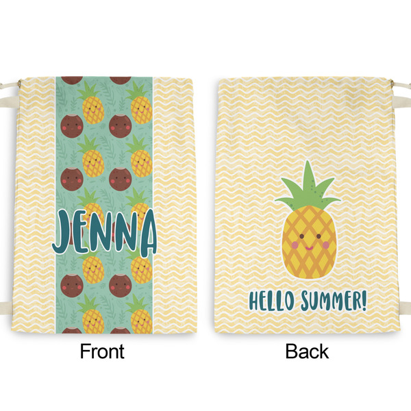 Pineapples and Coconuts Large Laundry Bag - Front & Back View