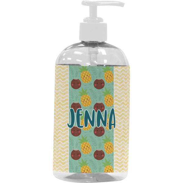 Custom Pineapples and Coconuts Plastic Soap / Lotion Dispenser (16 oz - Large - White) (Personalized)