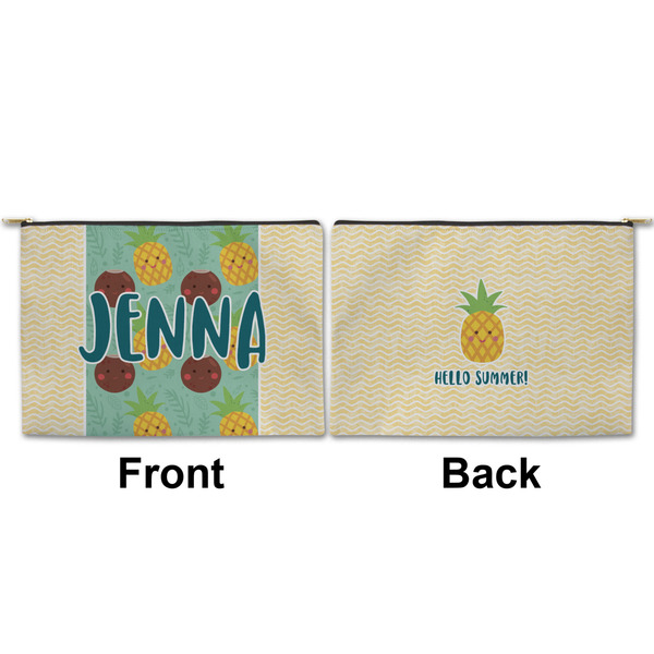 Pineapples and Coconuts Large Zipper Pouch Approval (Front and Back)