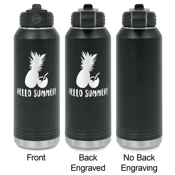 Pineapples and Coconuts Laser Engraved Water Bottles - 2 Styles - Front & Back View