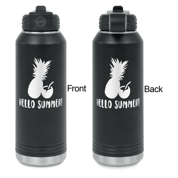 Pineapples and Coconuts Laser Engraved Water Bottles - Front & Back Engraving - Front & Back View