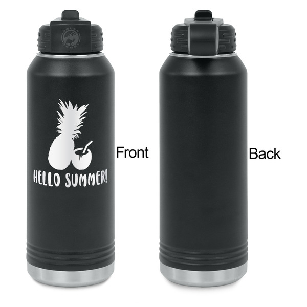 Pineapples and Coconuts Laser Engraved Water Bottles - Front Engraving - Front & Back View