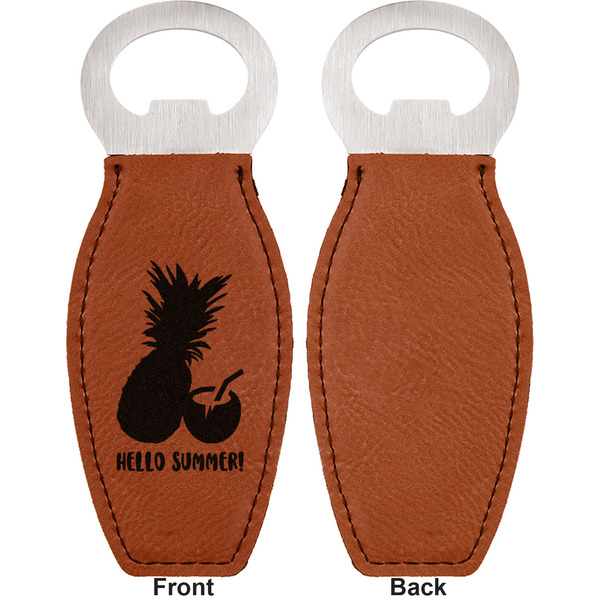Pineapples and Coconuts Leather Bar Bottle Opener - Front and Back (single sided)