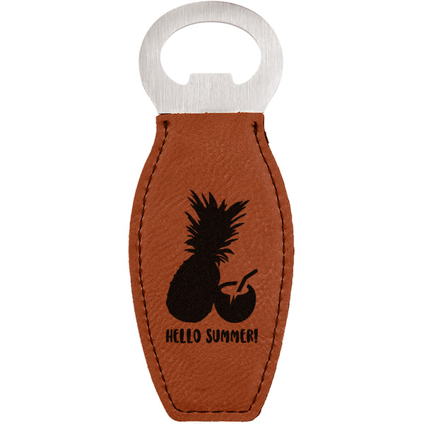 Custom Pineapples and Coconuts Leatherette Bottle Opener - Double Sided (Personalized)