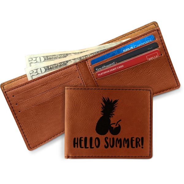 Pineapples and Coconuts Leather Bifold Wallet - Main