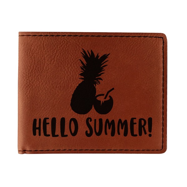 Custom Pineapples and Coconuts Leatherette Bifold Wallet - Single Sided (Personalized)