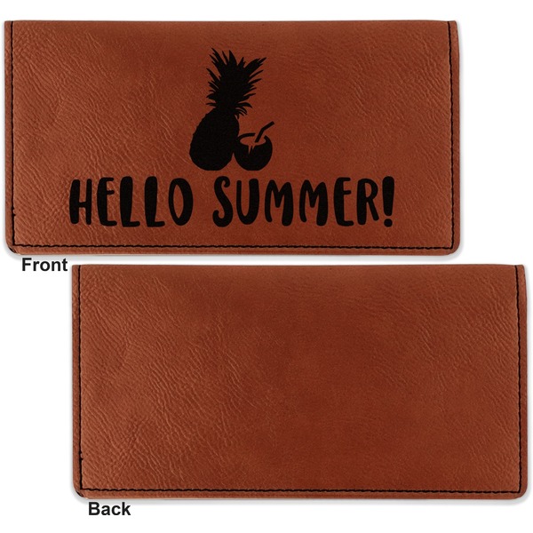 Pineapples and Coconuts Leather Checkbook Holder Front and Back Single Sided - Apvl