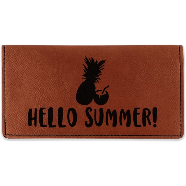 Custom Pineapples and Coconuts Leatherette Checkbook Holder - Single Sided (Personalized)
