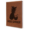 Pineapples and Coconuts Leather Sketchbook - Large - Double Sided - Angled View