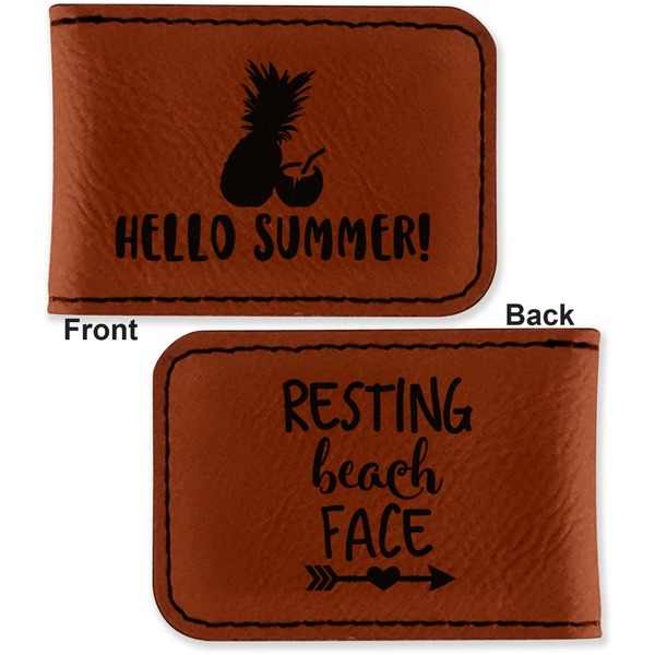 Pineapples and Coconuts Leatherette Magnetic Money Clip - Front and Back