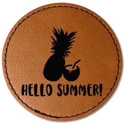 Pineapples and Coconuts Faux Leather Iron On Patch - Round (Personalized)
