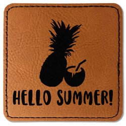 Pineapples and Coconuts Faux Leather Iron On Patch - Square (Personalized)