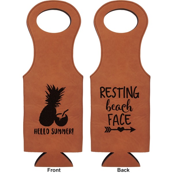 Pineapples and Coconuts Leatherette Wine Tote Double Sided - Front and Back