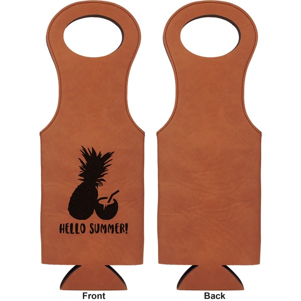 Pineapples and Coconuts Leatherette Wine Tote Single Sided - Front and Back