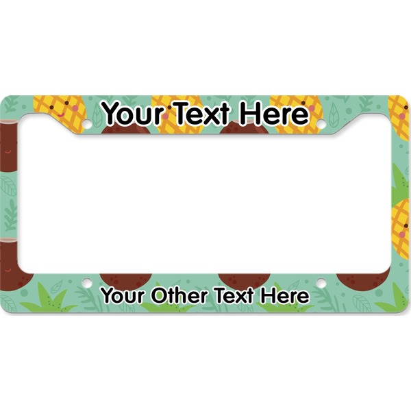 Custom Pineapples and Coconuts License Plate Frame - Style B (Personalized)
