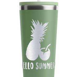 Pineapples and Coconuts RTIC Everyday Tumbler with Straw - 28oz - Light Green - Double-Sided (Personalized)