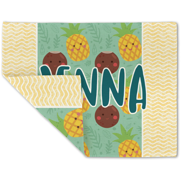 Custom Pineapples and Coconuts Double-Sided Linen Placemat - Single w/ Name or Text