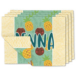Pineapples and Coconuts Double-Sided Linen Placemat - Set of 4 w/ Name or Text