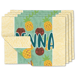 Pineapples and Coconuts Linen Placemat w/ Name or Text