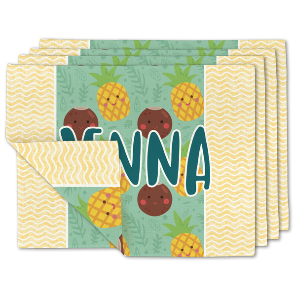 Custom Pineapples and Coconuts Double-Sided Linen Placemat - Set of 4 w/ Name or Text