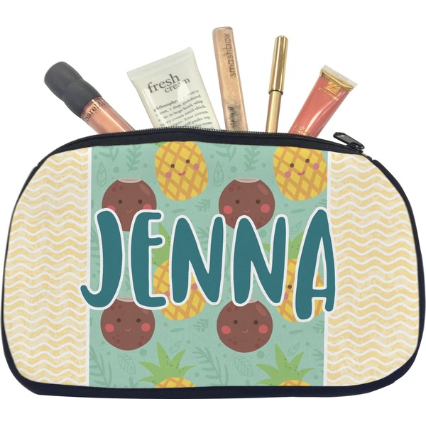 Custom Pineapples and Coconuts Makeup / Cosmetic Bag - Medium (Personalized)