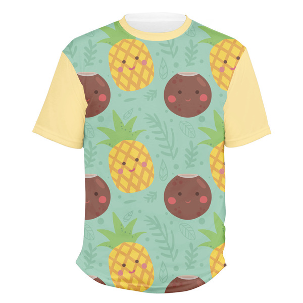 Custom Pineapples and Coconuts Men's Crew T-Shirt - Medium