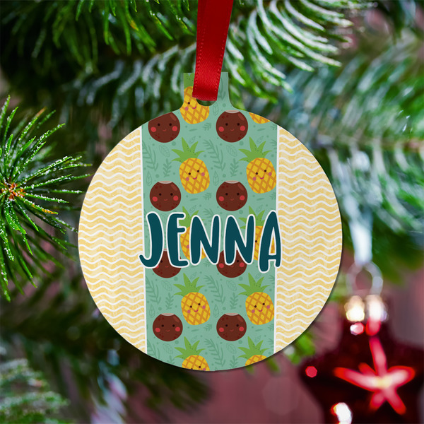 Pineapples and Coconuts Metal Ball Ornament - Lifestyle