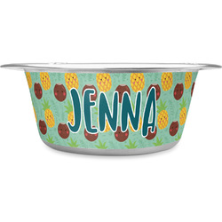 Pineapples and Coconuts Stainless Steel Dog Bowl (Personalized)